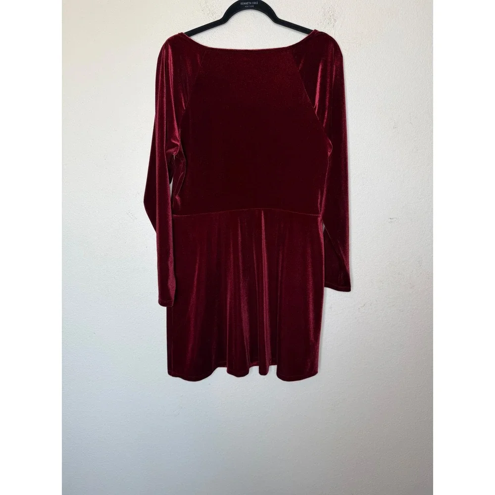 Old‎ Navy Red Velvet Mini Dress XL Fit Flare Square Neck Goth Whimsigoth